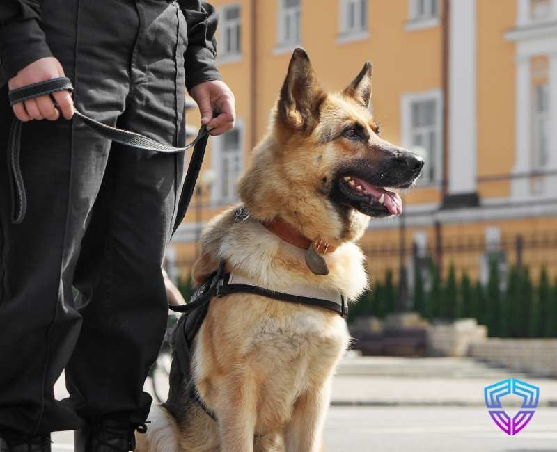 Security dog on alert