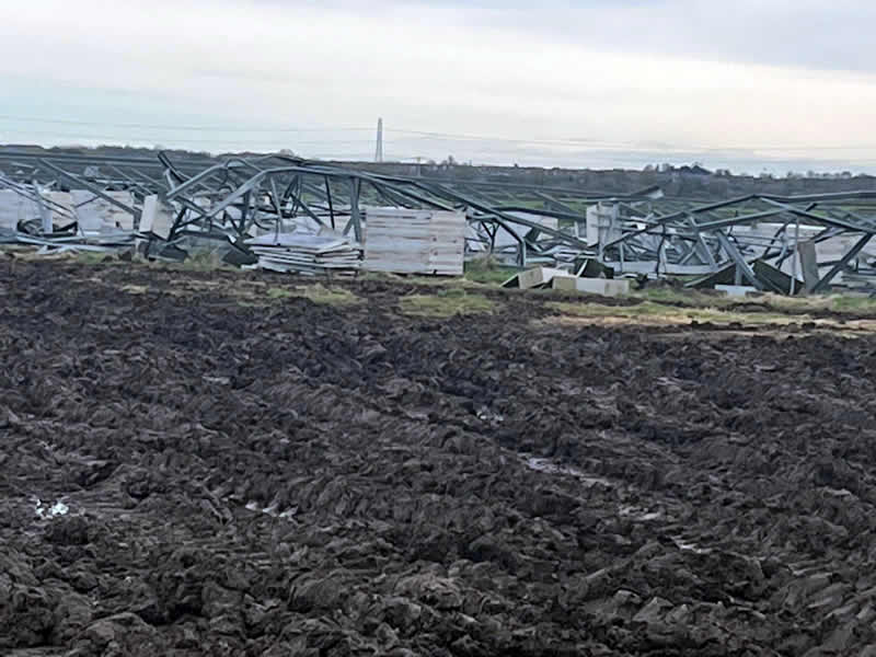 Storm damage at Billingham Solar Farm